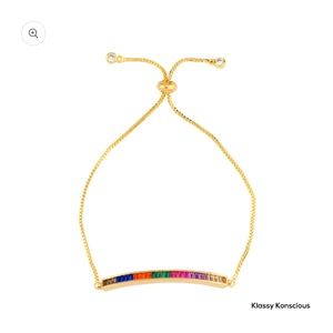 Multi-Colored Gold Bar Bracelet “Powerful”